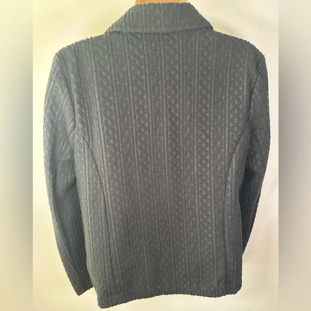 Briggs New York women’s black faux cable knit blazer size 8